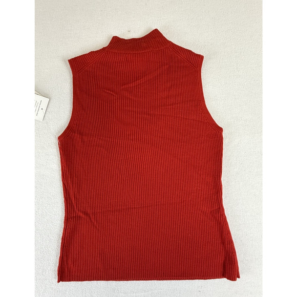 Pursuits,ltd woolmark Sleeveless Turtleneck Shirt Red Blouse Womens S Preppy Y2K - Picture 2 of 12